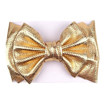 Gold Hair headband, Bows Hair Barrettes Accessories, Cute Princess Head Bands hair decorations for Infant Toddler Baby Girls. (F
