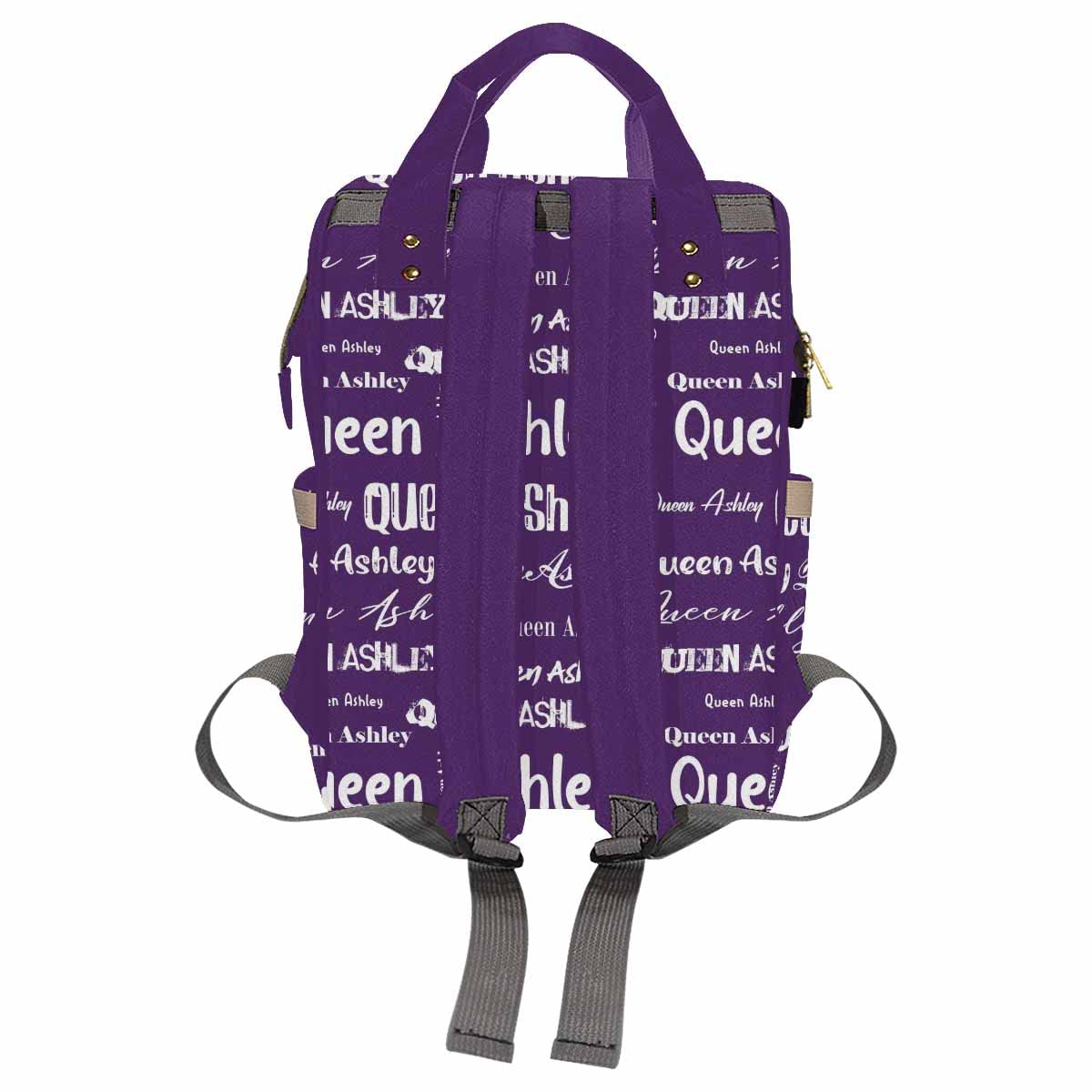 Artsadd Custom Name Diaper Bag With Thermal Pockets, Purple Signature Travel Shoulder Bag Customized Baby Backpack With Name Cau