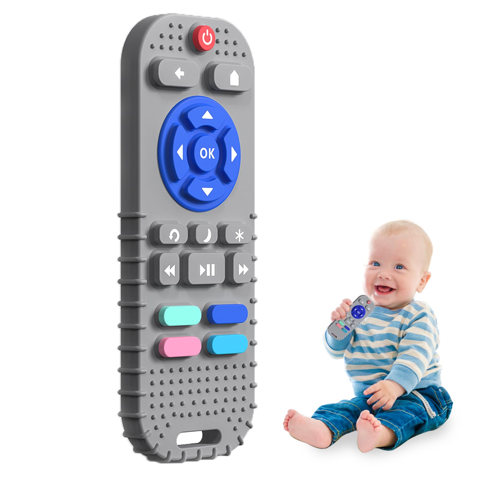 1 Pack Silicone Teethers for Babies 6-12 Months, Teething Toys for Babies 0-6 Months, Remote Teether for Baby, Sensory Toys for 