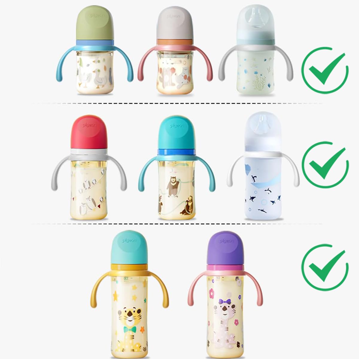 Pack Of 2, Bottle Handles Grips Compatible For Pigeon 3Rd Generation Silicone Coating Nursing Bottle, Ppsu/Pp/Glass Nursing Wide