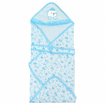 Baby Wrapper Blanket for Newborn| Soft Hooded Baby Wrap| 06M| Sky Blue
