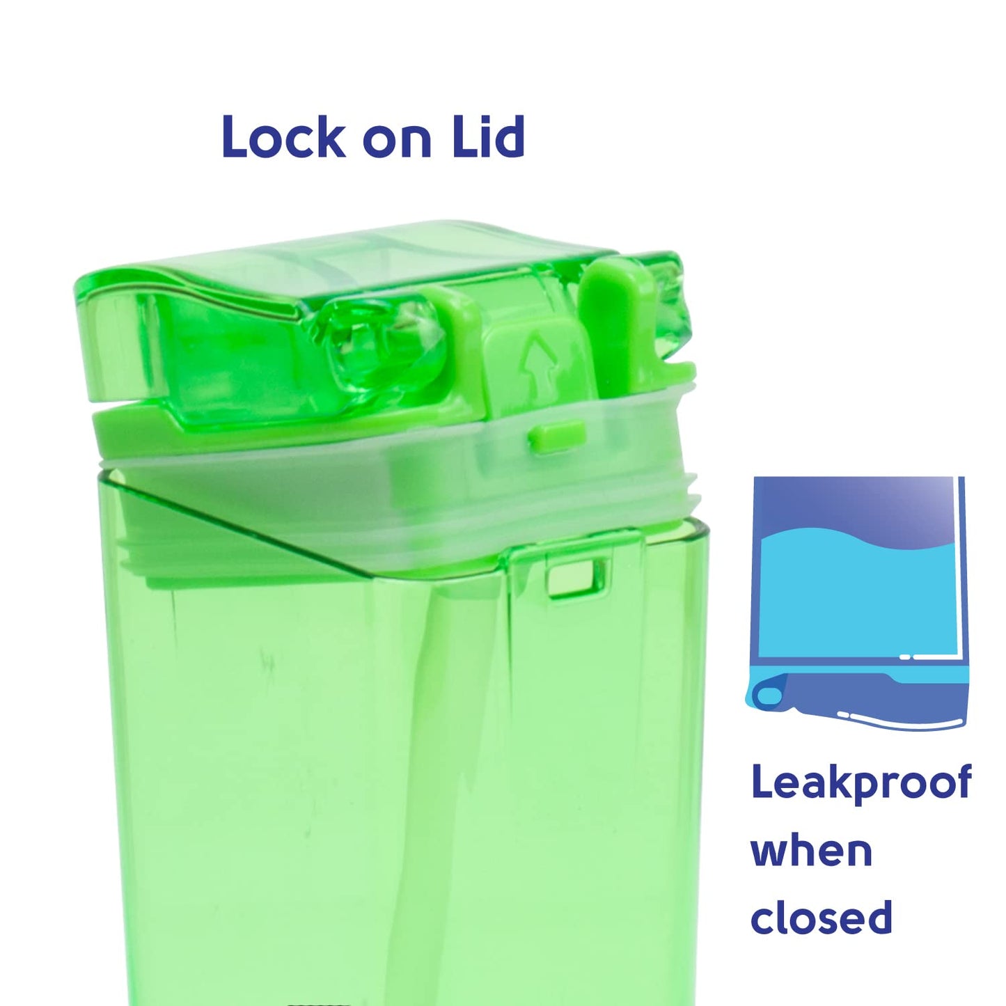 Precidio Design Drink In The Box Eco-Friendly Reusable Juice Box Container, 12 Ounce, Green