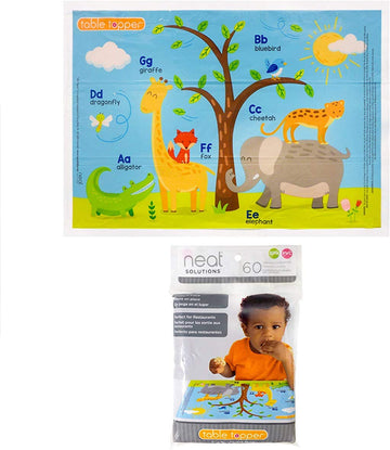 Neat Solutions Table Topper Disposable Stick-On Placemats In Reusable Package, Gender Neutral, 12' X 18', 60 Count (Pack Of 1)