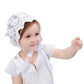 Baby Bonnet Lace Floral Sun Hat With Ribbon Tie Photo Prop Beanie Cap For 0-18M Baby Girls