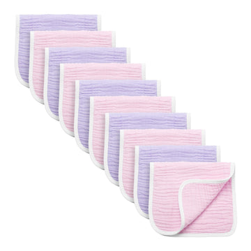Synrroe Burp Cloths Large, Muslin Burp Cloths For Baby Girls, Pack Of 10 Extra Absorbent And Soft Muslin Bibs, 6 Layers 20 By 10