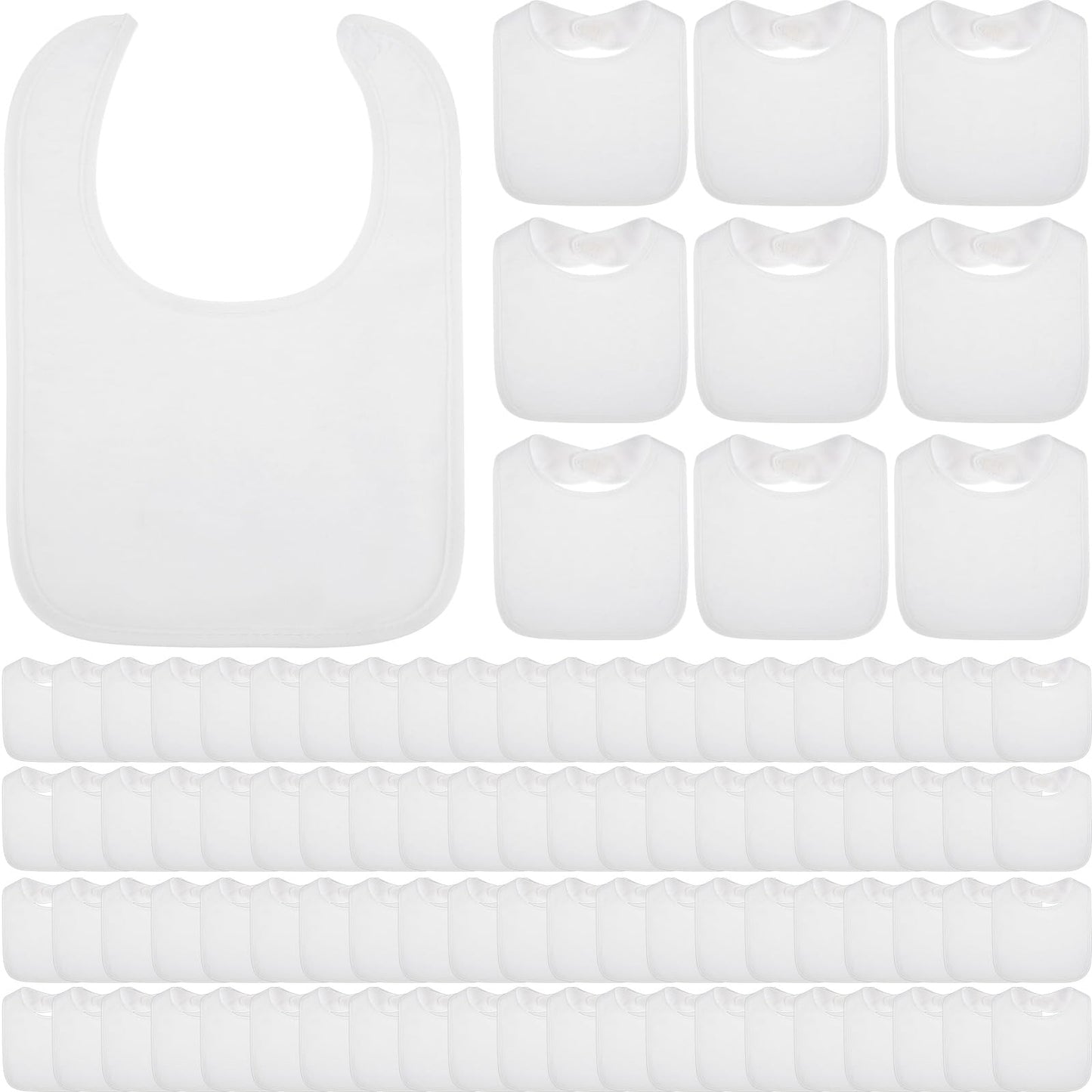 Toulite 40 Pcs White Bibs for Baby Washable Reusable Waterproof Cotton Feeder Bibs with Double Sided Design for Baby Shower Acti