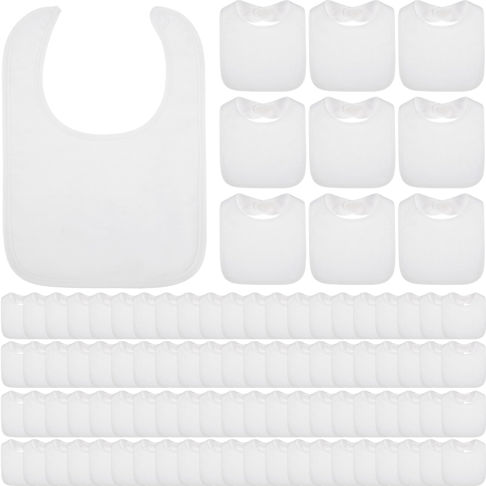 Toulite 40 Pcs White Bibs for Baby Washable Reusable Waterproof Cotton Feeder Bibs with Double Sided Design for Baby Shower Acti