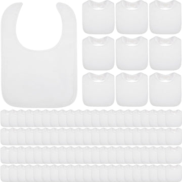 Toulite 40 Pcs White Bibs for Baby Washable Reusable Waterproof Cotton Feeder Bibs with Double Sided Design for Baby Shower Acti