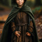 Homelex Green Renaissance Costume For Boys - Kids Medieval Cloak With Hood Halloween Ranger Wizard Elven Hooded Cape Robe