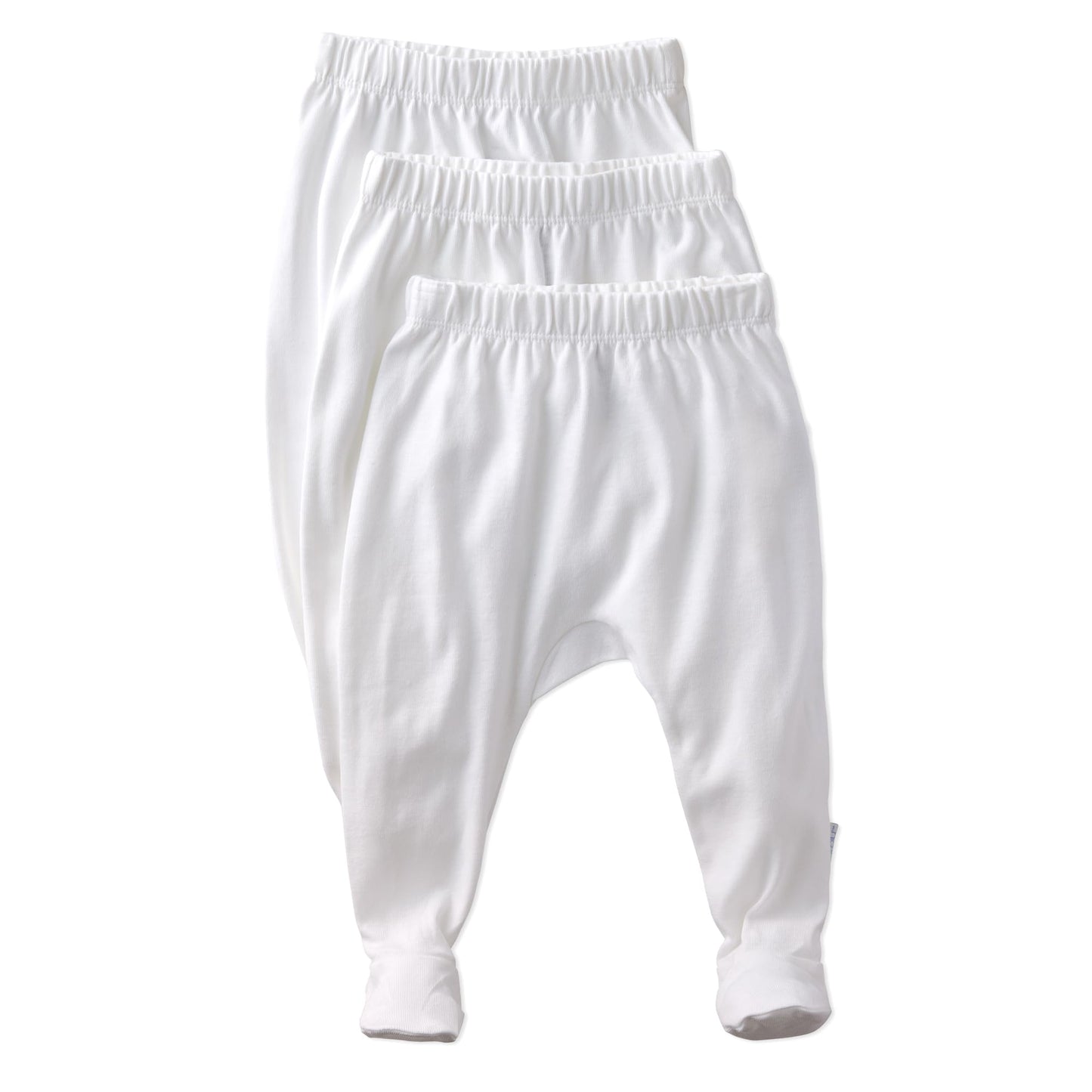 Butterblu Fallon 3-Pack Footed Pants 100% Organic Cotton Bottoms for Baby Boys & Girls, White, Newborn
