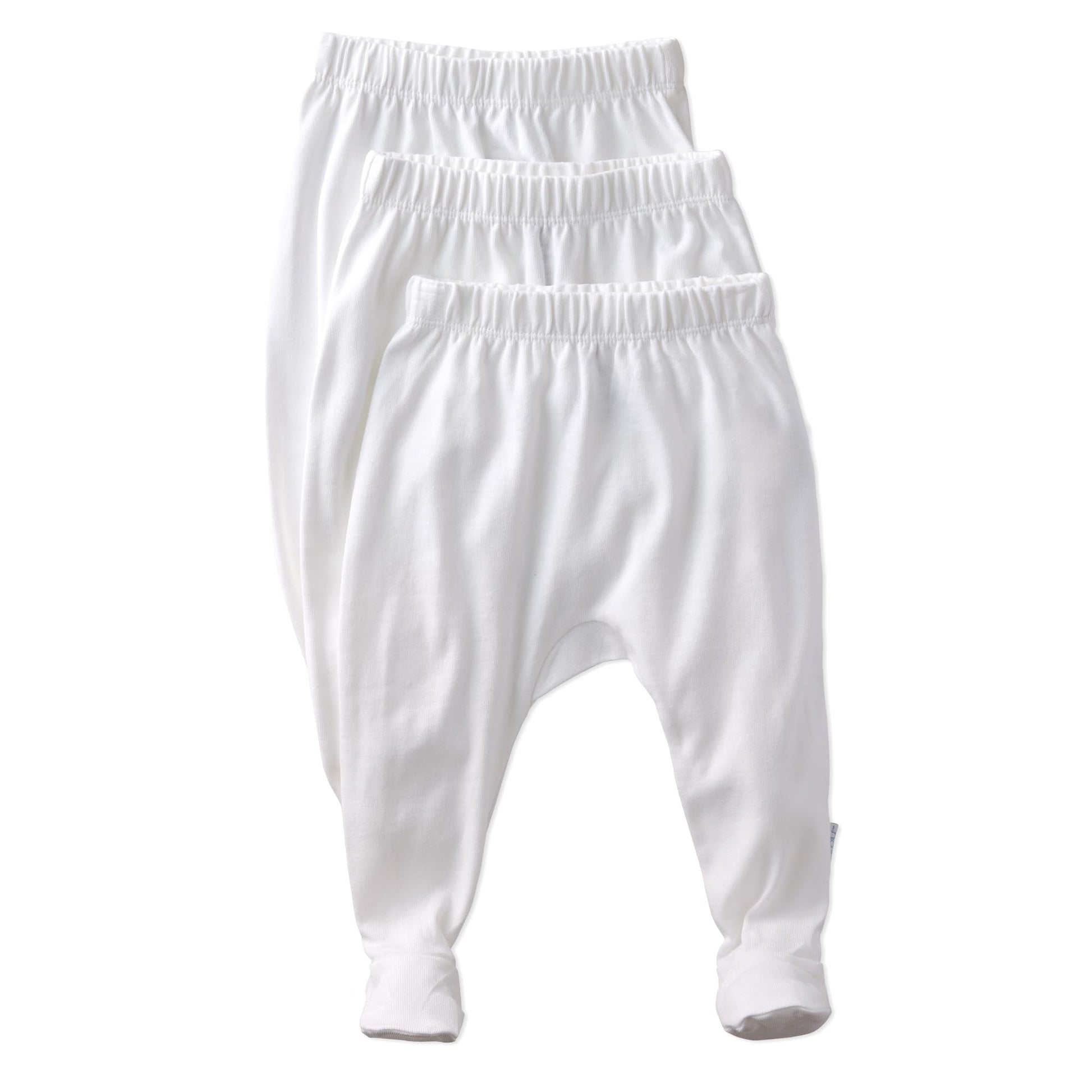 Butterblu Fallon 3-Pack Footed Pants 100% Organic Cotton Bottoms for Baby Boys & Girls, White, Newborn