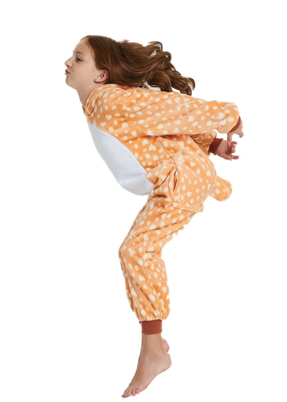 Abenca Kids Deer Onesie Pajamas Christmas Halloween Animal Cosplay Sleepwear Costume (Deer, 11-12 Years)