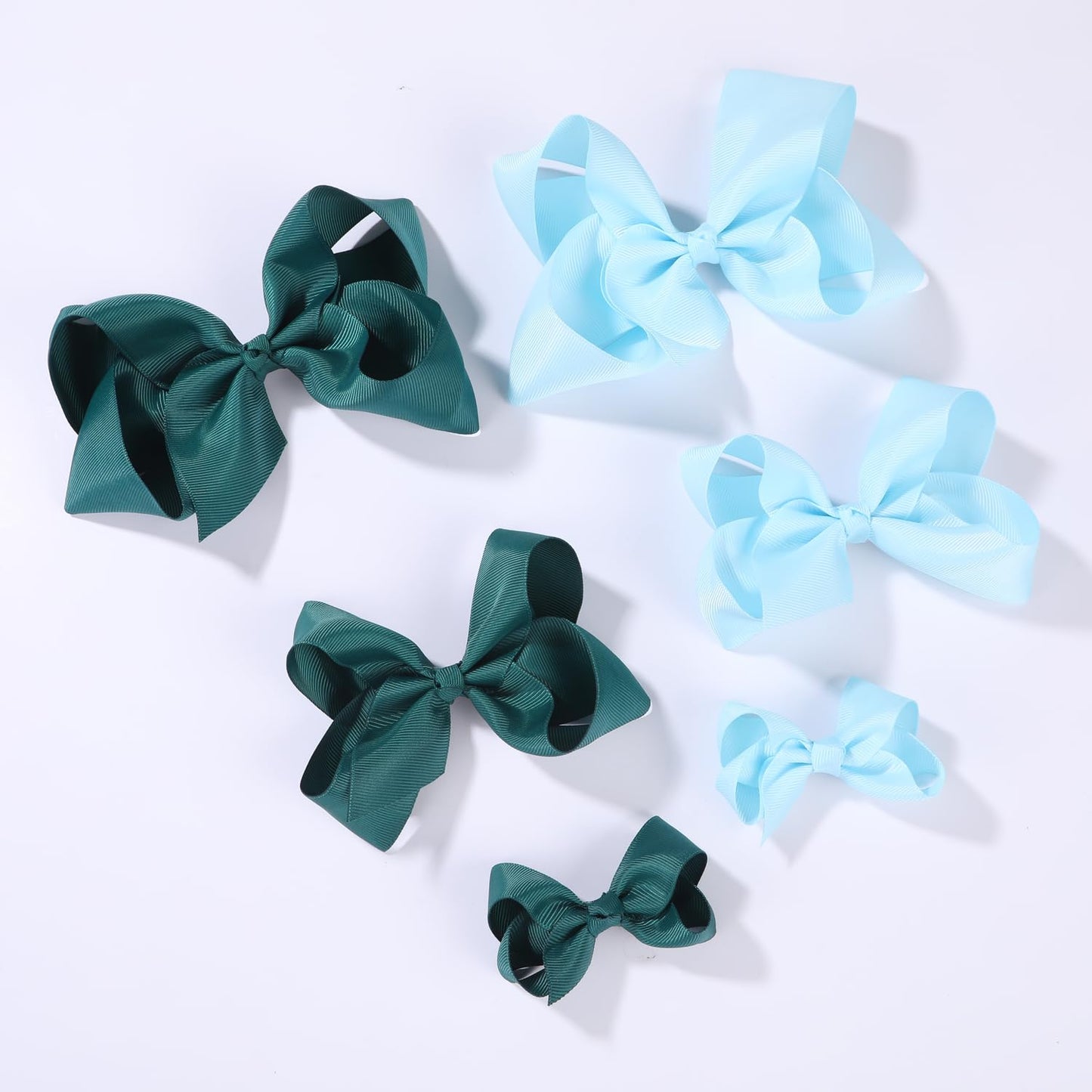 Sky Blue Bows For Girls,6Pcs Hand-Made Grosgrain Ribbon Hair Bows Alligator Clips Hair Accessories For Little Teen Toddler Girls