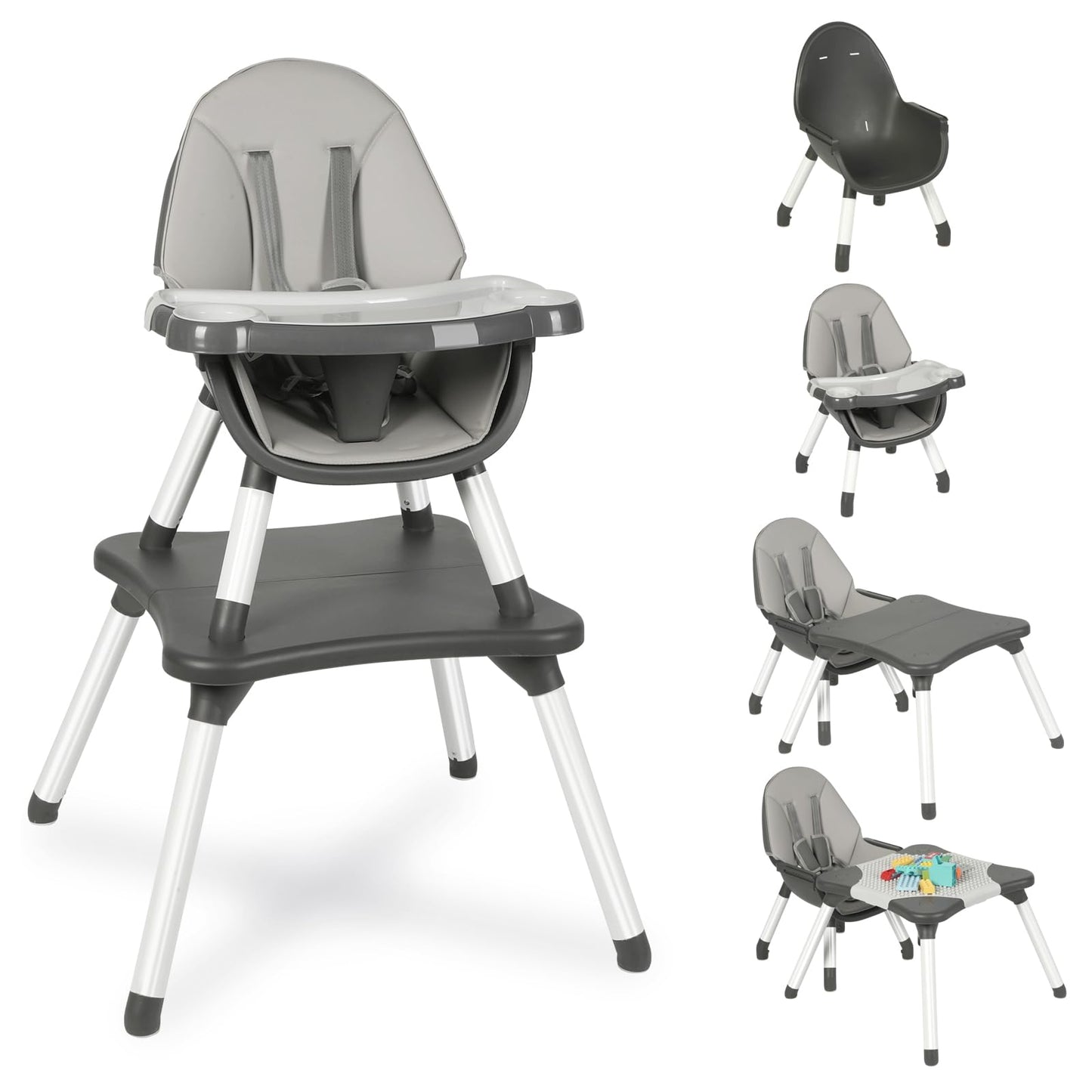 Baby Highchair,6 In 1 High Chairs For Babies And Toddler Baby Feeding Chair Coverts To Highchair For Baby, Kids Learning Table,B