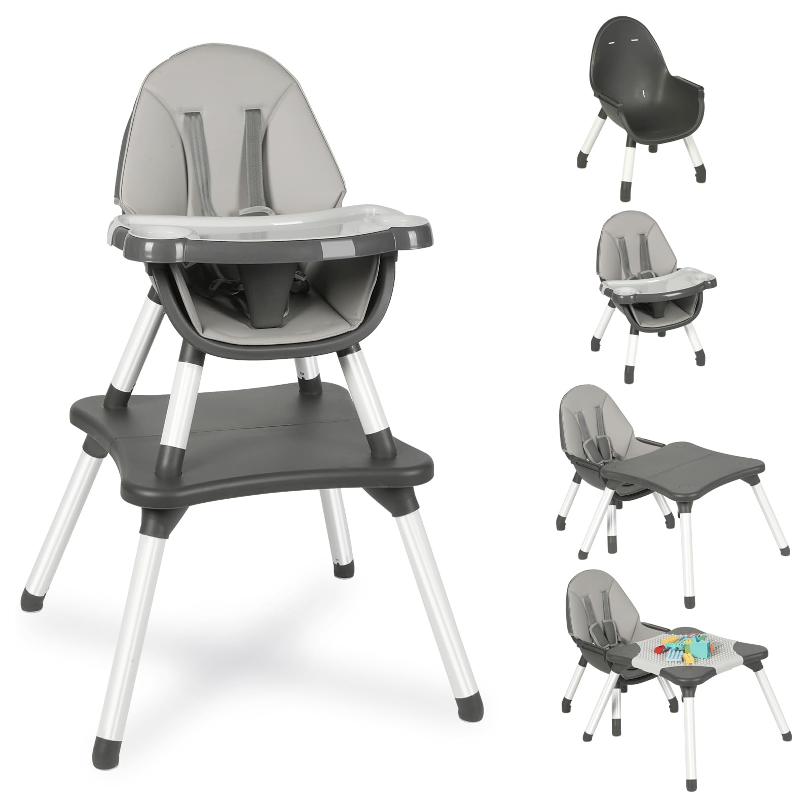 Baby Highchair,6 In 1 High Chairs For Babies And Toddler Baby Feeding Chair Coverts To Highchair For Baby, Kids Learning Table,B