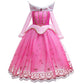 Fmyfwy Girls Aurora Princess Dress Sleeping Beauty Fancy Halloween Costume Christmas Birthday Party Gown Rose W/Accessories 6-7T