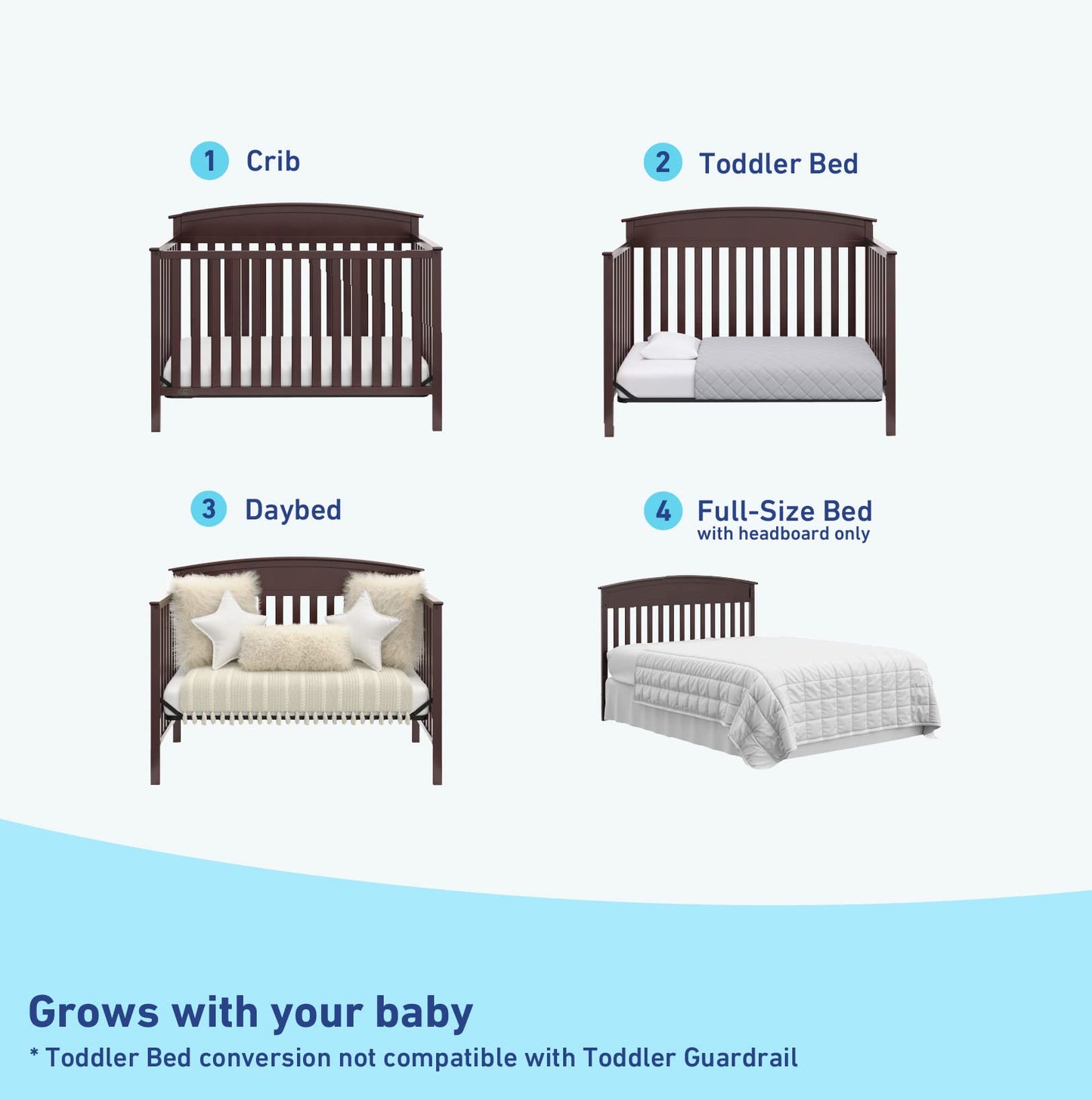 Graco Benton 5-In-1 Convertible Crib (Espresso) - Greenguard Gold Certified, Converts From Baby Crib To Toddler Bed, Daybed And