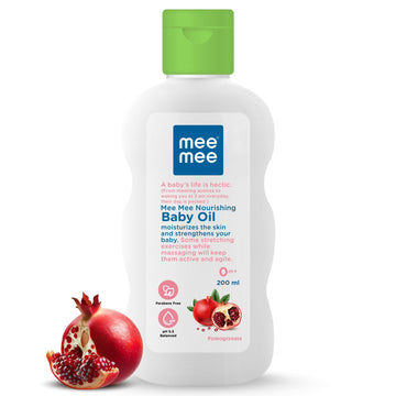 Mee Mee Baby Oil 200 Ml | Light & Non-Sticky Nourishing Oil | Keeps Baby Skin Soft & Healthy | Ideal For Daily Massage | Safe Fo