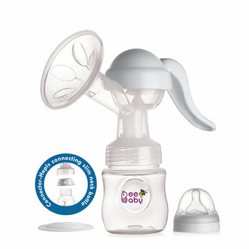 Beebaby Comfort Fit 2In1 Manual Breast Pump For Breastfeeding, 3 Level Adjustable Suction, Slim Neck Bottle Connector, Bpa Fre