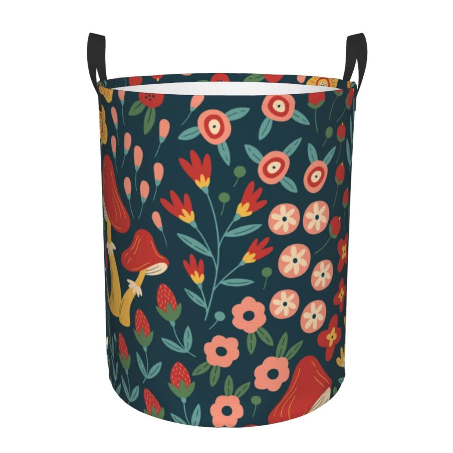 Pevtufa Berries And Flowers Foldable Laundry Basket Organizer,Fabric Clothes Toy Storage Basket Nursery Hamper Storage Bin For H