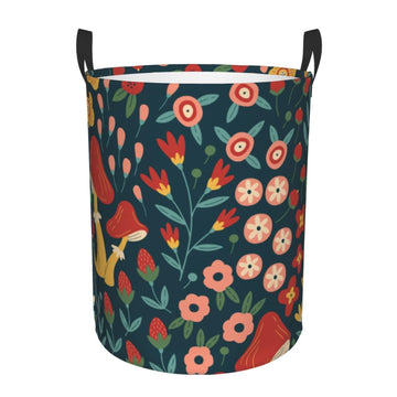 Pevtufa Berries And Flowers Foldable Laundry Basket Organizer,Fabric Clothes Toy Storage Basket Nursery Hamper Storage Bin For H