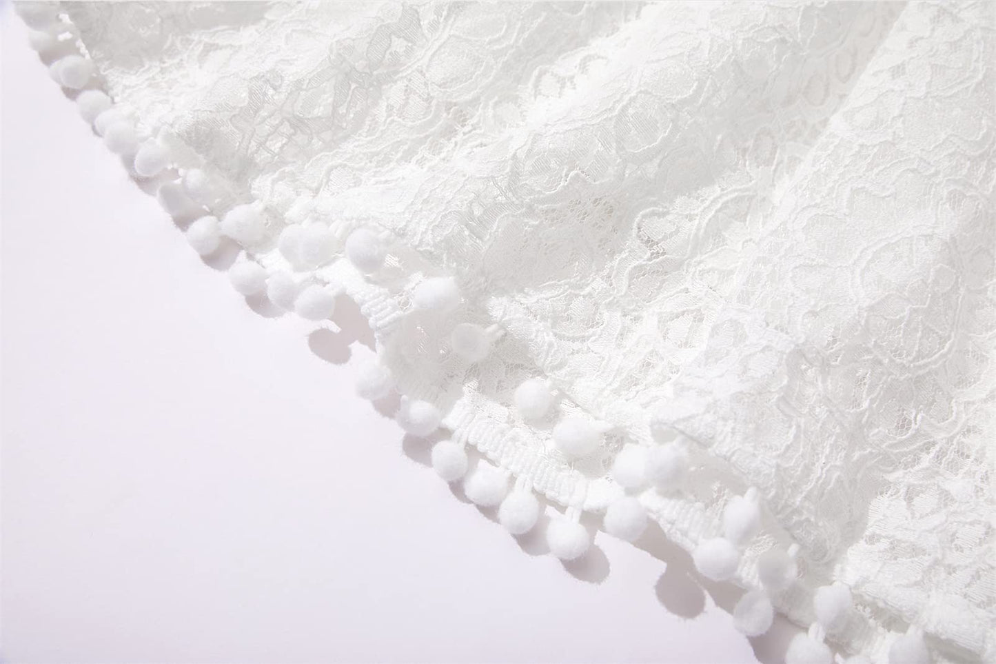 Niyage Toddler Girls Elegant Lace Pom Pom Flutter Sleeve Party Princess Dress White 100