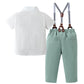 Yallet Toddler Baby Boy Clothes Suit Gentleman Wedding Outfits, Formal Dress Shirt+Bowtie+Suspender Pants(Light Green, 4-5T)