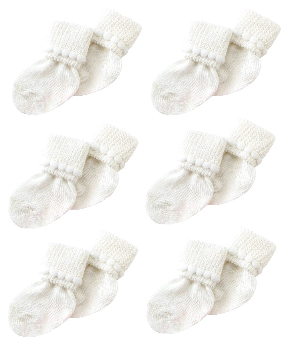 Nurses Choice White Newborn Baby Socks Includes 6 Pairs Of Unisex Cotton Socks