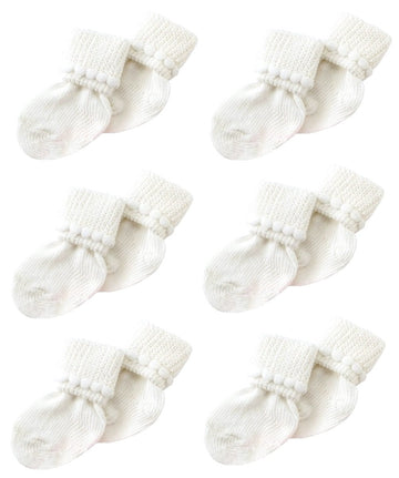 Nurses Choice White Newborn Baby Socks Includes 6 Pairs Of Unisex Cotton Socks