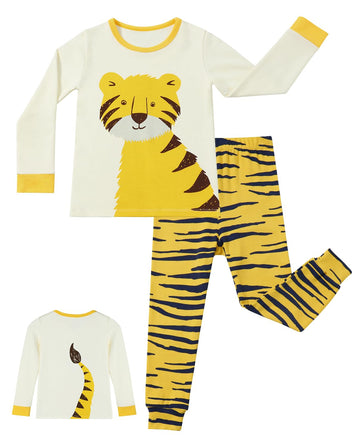 Babee Reshinee Bamboo Viscose Toddler Animal Pajamas Boys Girls Kids Baby 2Pcs Long-Sleeve Pyjamas Set 12-18 Months Snug Fit Sle