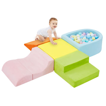 Quchi 5-Piece Climbing Toys For Toddlers, Toddler Climbing Toys Indoor With Foam Ball Pit (Balls Not Included), Soft Foam Climbi