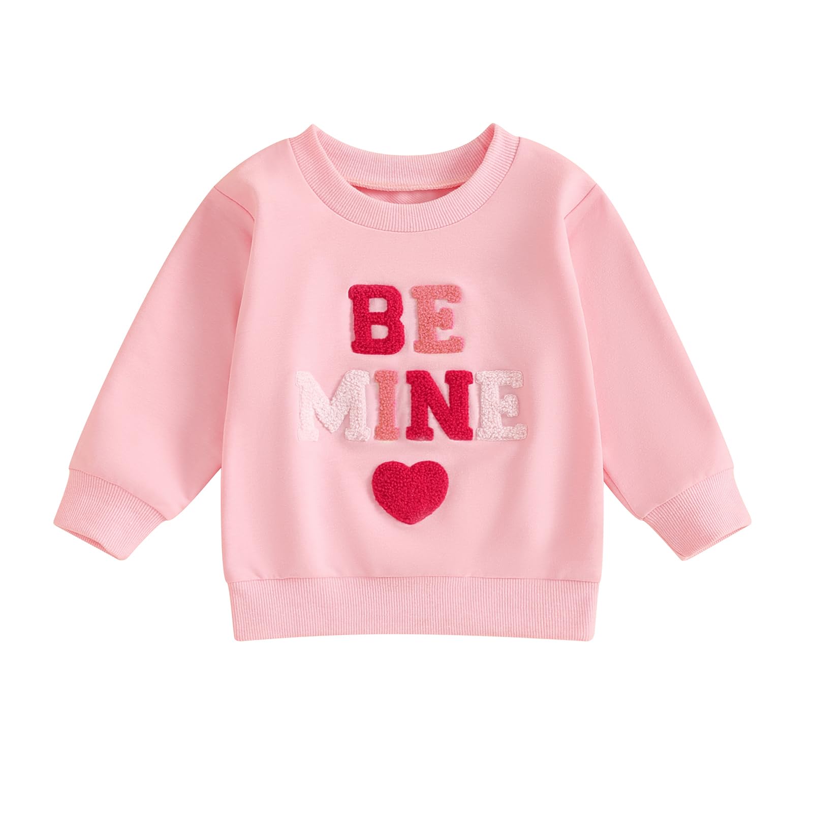 Mozikqin Toddler Baby Girl Valentines Day Outfit Crewneck Sweatshirt Long Sleeve Pullover Sweater Shirt Spring Clothes (Be Mine