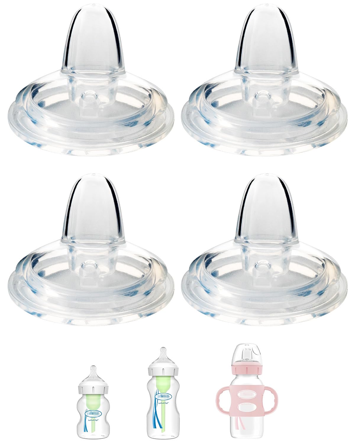 Sippy Nipple for Dr. Browns Wide-Neck Baby Bottles & Sippy Spout Bottles, Soft 100% Silicone Baby Bottle Sippy Straw Nipple, Va