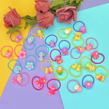 Ammy Colorful Hair Ties For Fine Hair, Small Soft Hair Bands Cute Hair Accessories With Fun Characters For Toddlers Little Girls