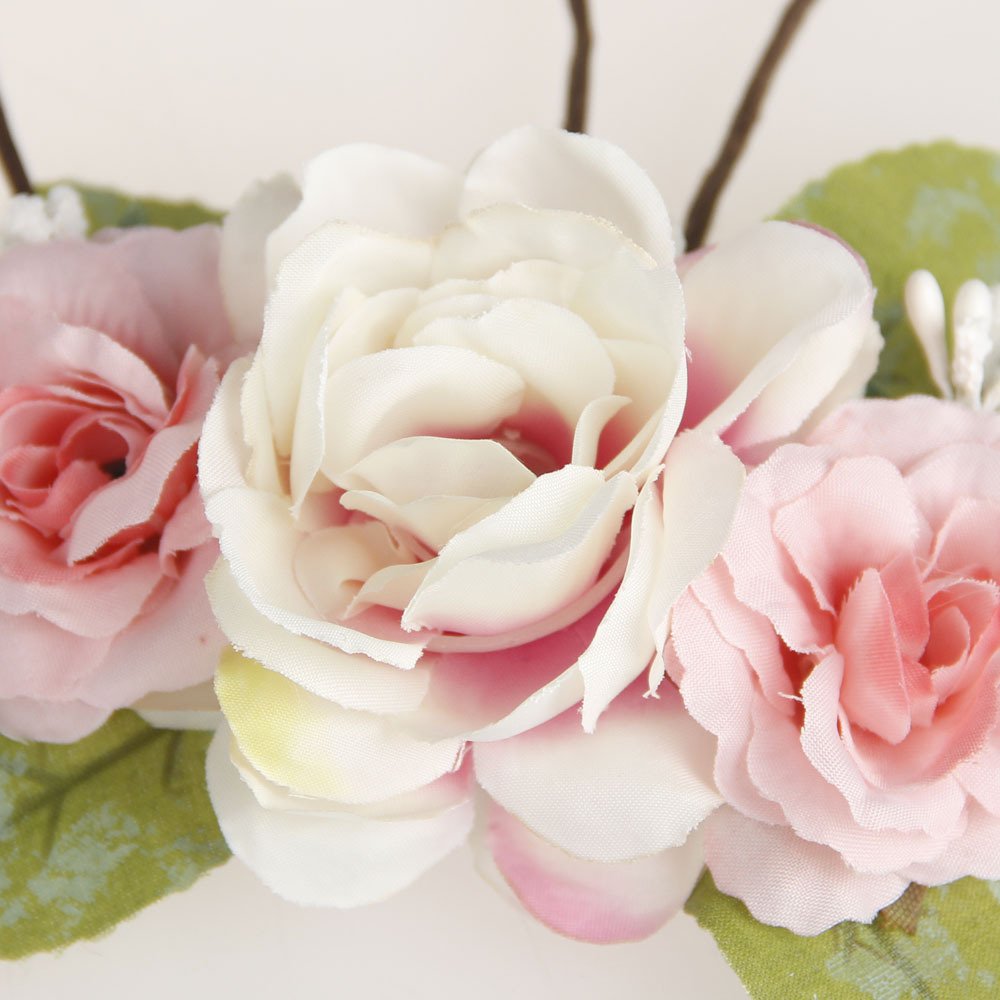 Dreamlily Baby Girls Flower Crown Spring Bunny Headband Woodland Floral Head Piece For Toddler Bb14 (Pink)