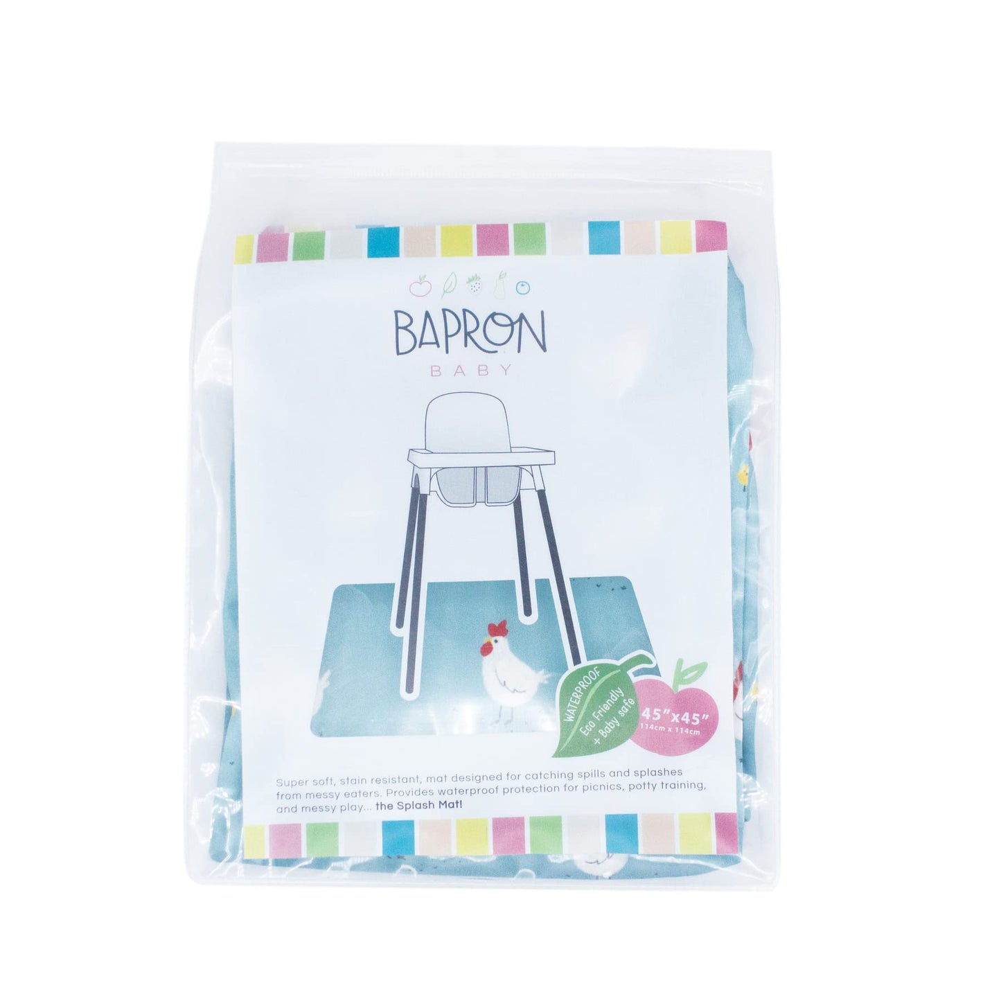 Bapronbaby Little Chickies Splash Mat - Waterproof Catch-All For Under High Chairs, Floors, Tables, Playtime Or Arts & Crafts -