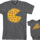 Threadrock Pizza Pie & Slice Infant Bodysuit & Men'S T-Shirt Matching Set (Baby: 6M, Charcoal|Men'S: 2Xl, Charcoal)