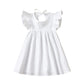 Goodplayer Toddler Baby Girl Dress Summer Cotton Linen Ruffle Halter Sleeveless Kids Casual Beach Party Dresses 1-6 Years (White