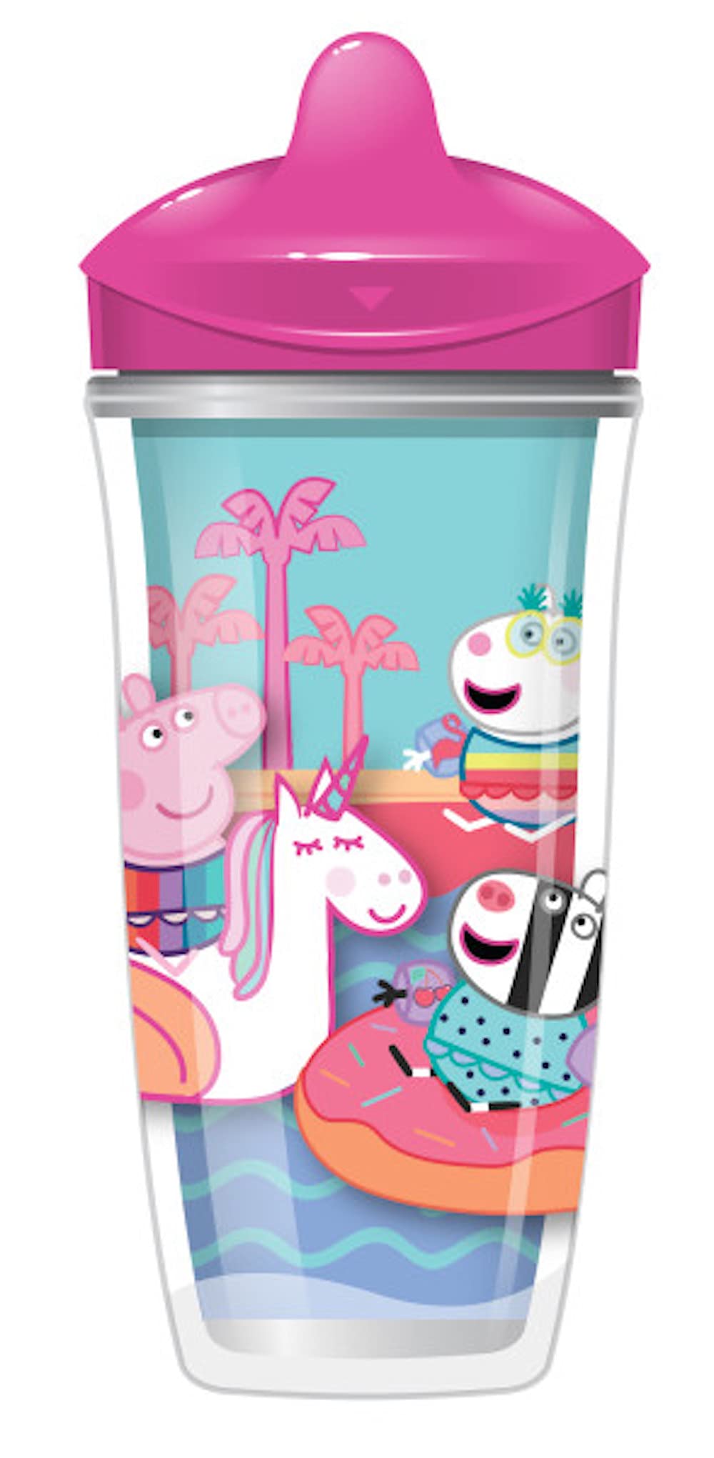 Playtex Sipsters Stage 3 Peppa Pig Spill-Proof, Leak-Proof, Break-Proof Insulated Toddler Spout Cups For Girls - 9 Ounce - 2 Cou