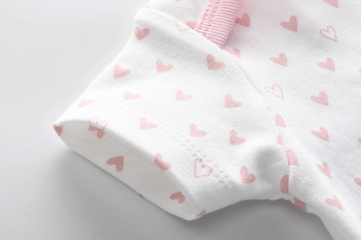 Kiddiezoom Baby Girls Bodysuit Newborn Short Sleeve Bodysuit Cotton 5-Pack One-Piece Bodysuit