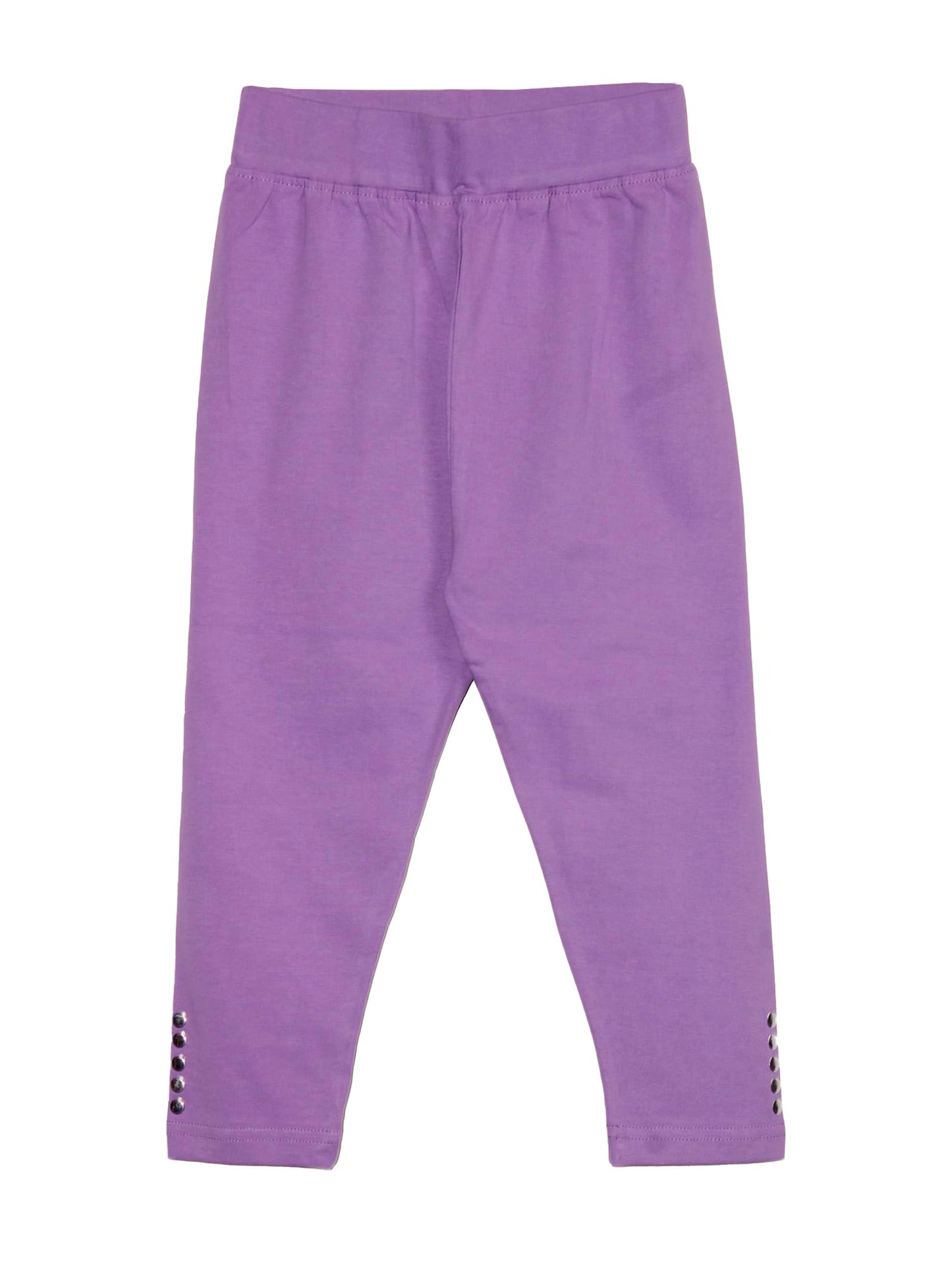 KiddoPanti Girls Solid Capri Legging with Stud, Lavender, 34Y