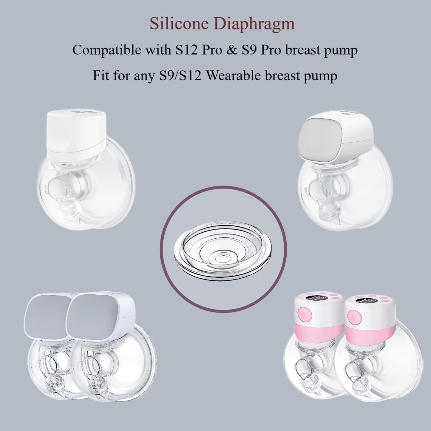 Jimowang Silicone Diaphragm 6Pc Compatible With Momcozy S12 Pro/S9 Pro Hands-Free Breast Pump Wearable,S9/S10/12 Breast Pump Rep