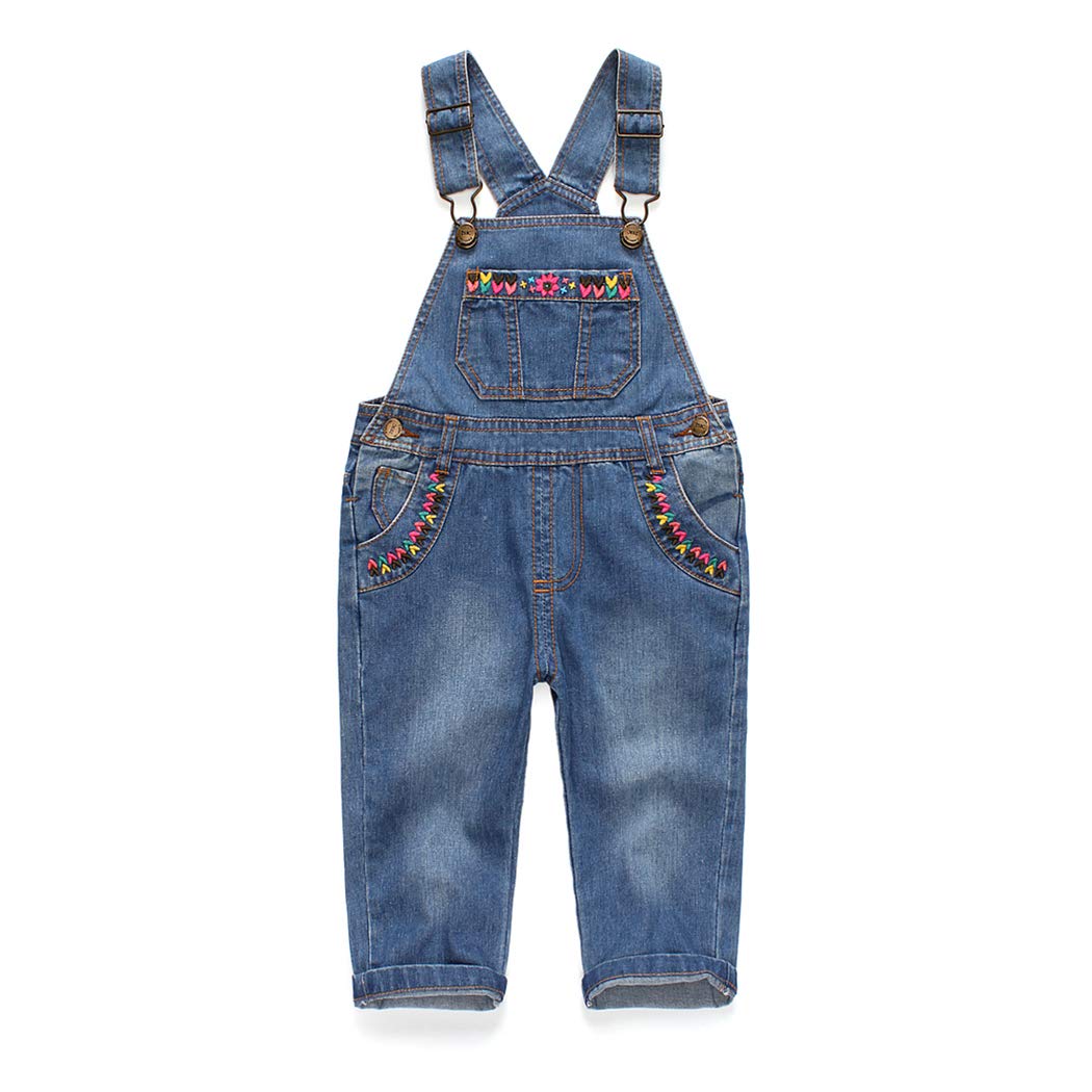 Kidscool Space Baby & Little Girls Denim Overalls,Jean Workwear,Light Blue,2-3 Years