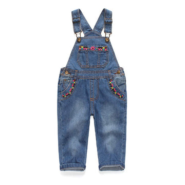 Kidscool Space Baby & Little Girls Denim Overalls,Jean Workwear,Light Blue,2-3 Years