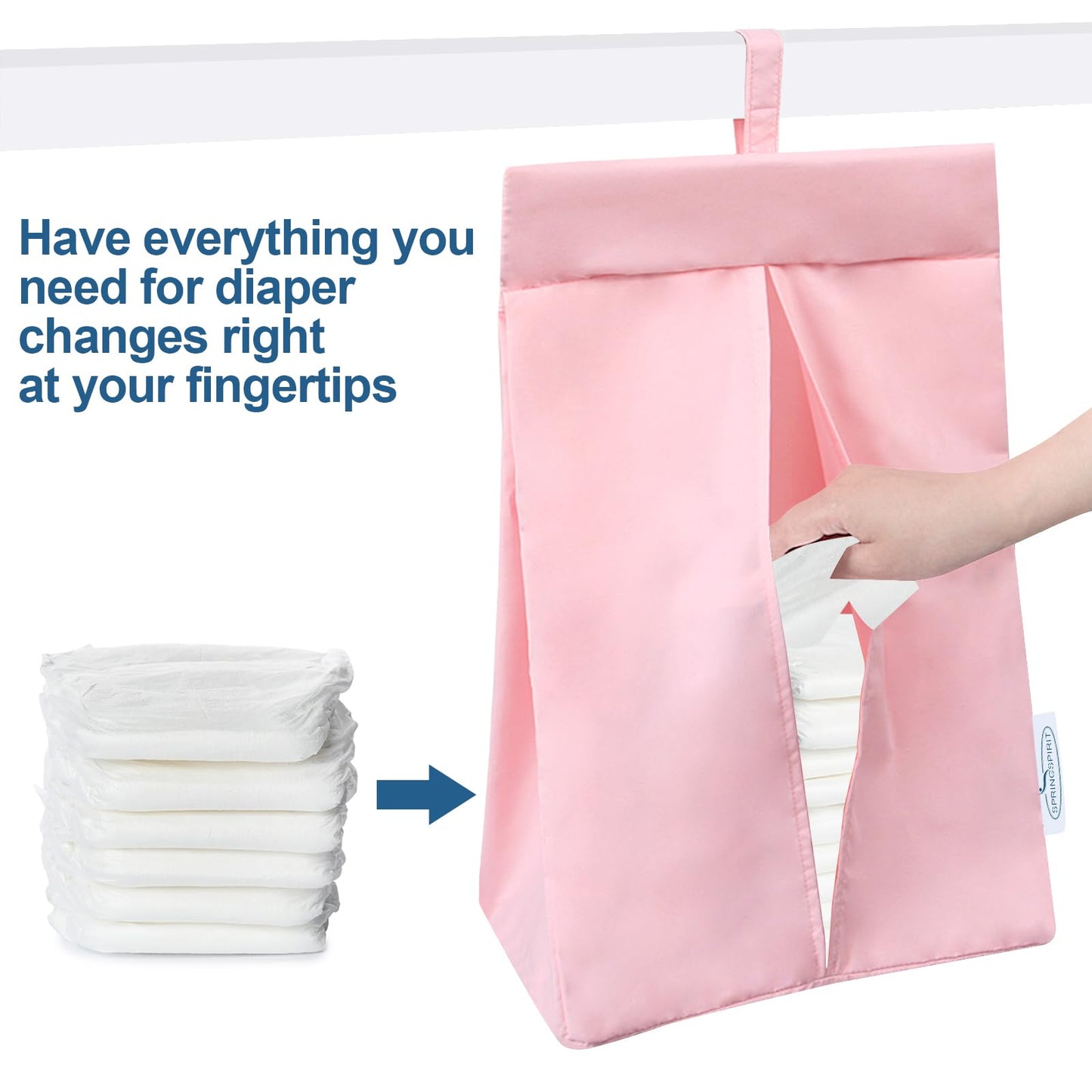Springspirit Diaper Stacker Diaper Caddy Organizer Easy Access & Dustproof Diaper Bag Portable Hand Free Diaper Holder For Adult