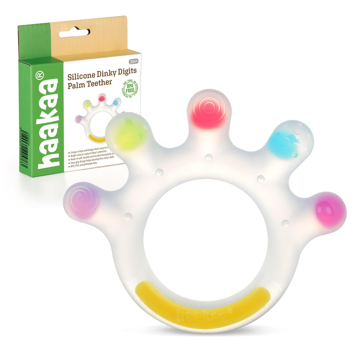Haakaa Dinky Digits Palm Teether, Baby Teething Toys, Food Grade Silicone Teethers for Babies 0-6 Months/6-12 Months, BPA Free T