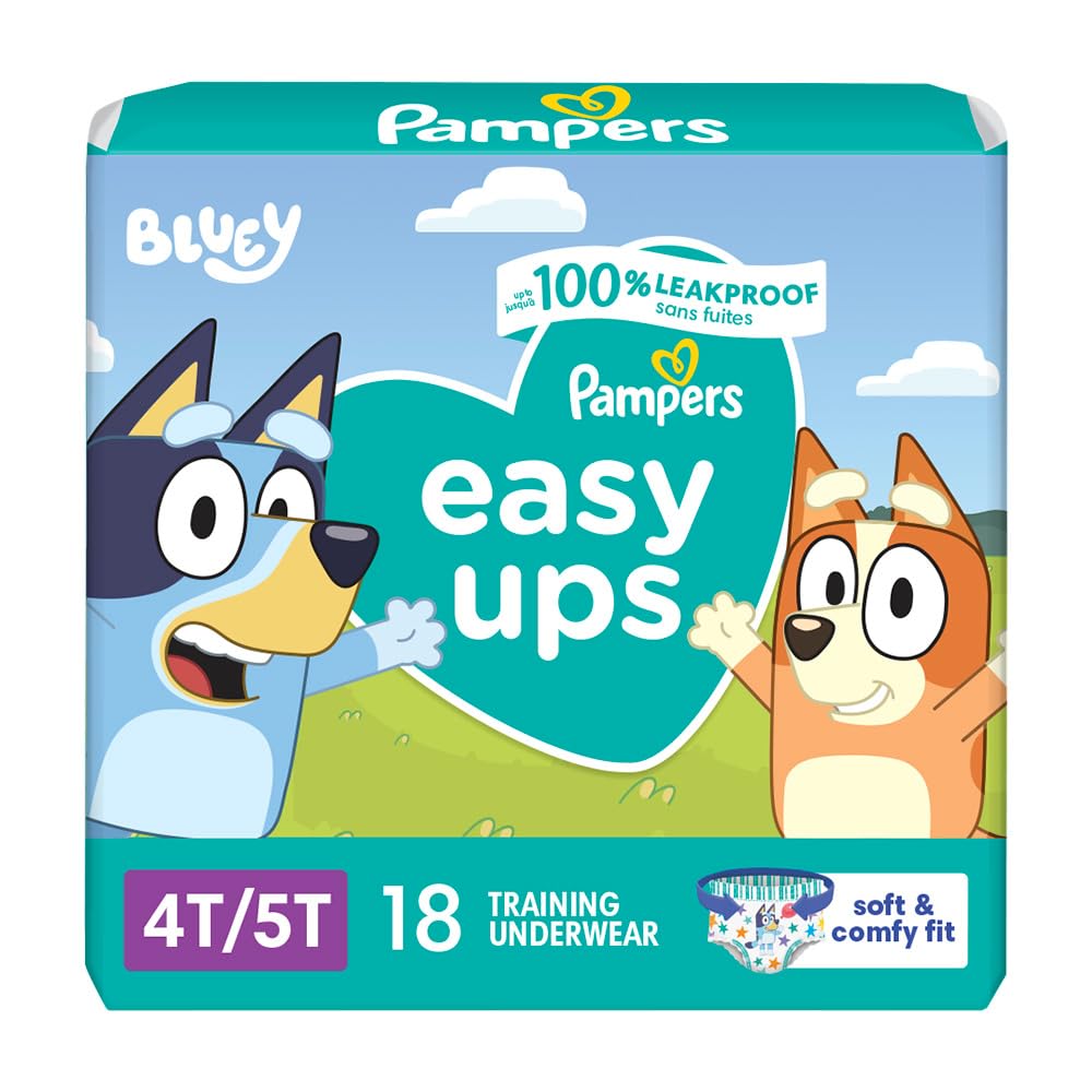 Pampers Training Pants - Easy Ups Boys & Girls Bluey - Size 4T-5T, 18 Count, Children'S Potty Underwear (Packaging May Vary)