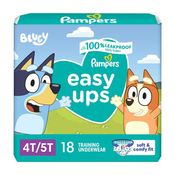 Pampers Training Pants - Easy Ups Boys & Girls Bluey - Size 4T-5T, 18 Count, Children'S Potty Underwear (Packaging May Vary)
