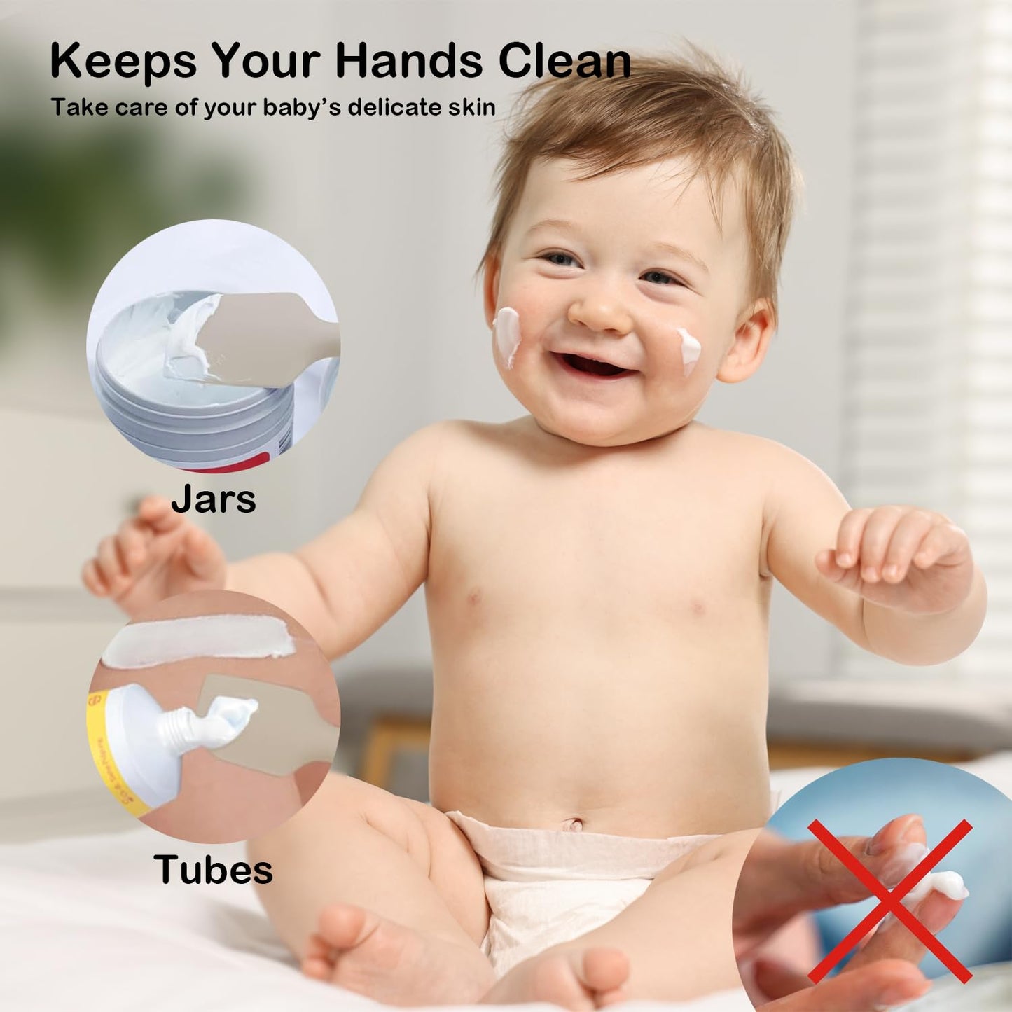 3-Pack Baby Diaper Cream Spatula - Rash Cream Applicator For Butt Paste - Brush For Newborn Essentials (B)