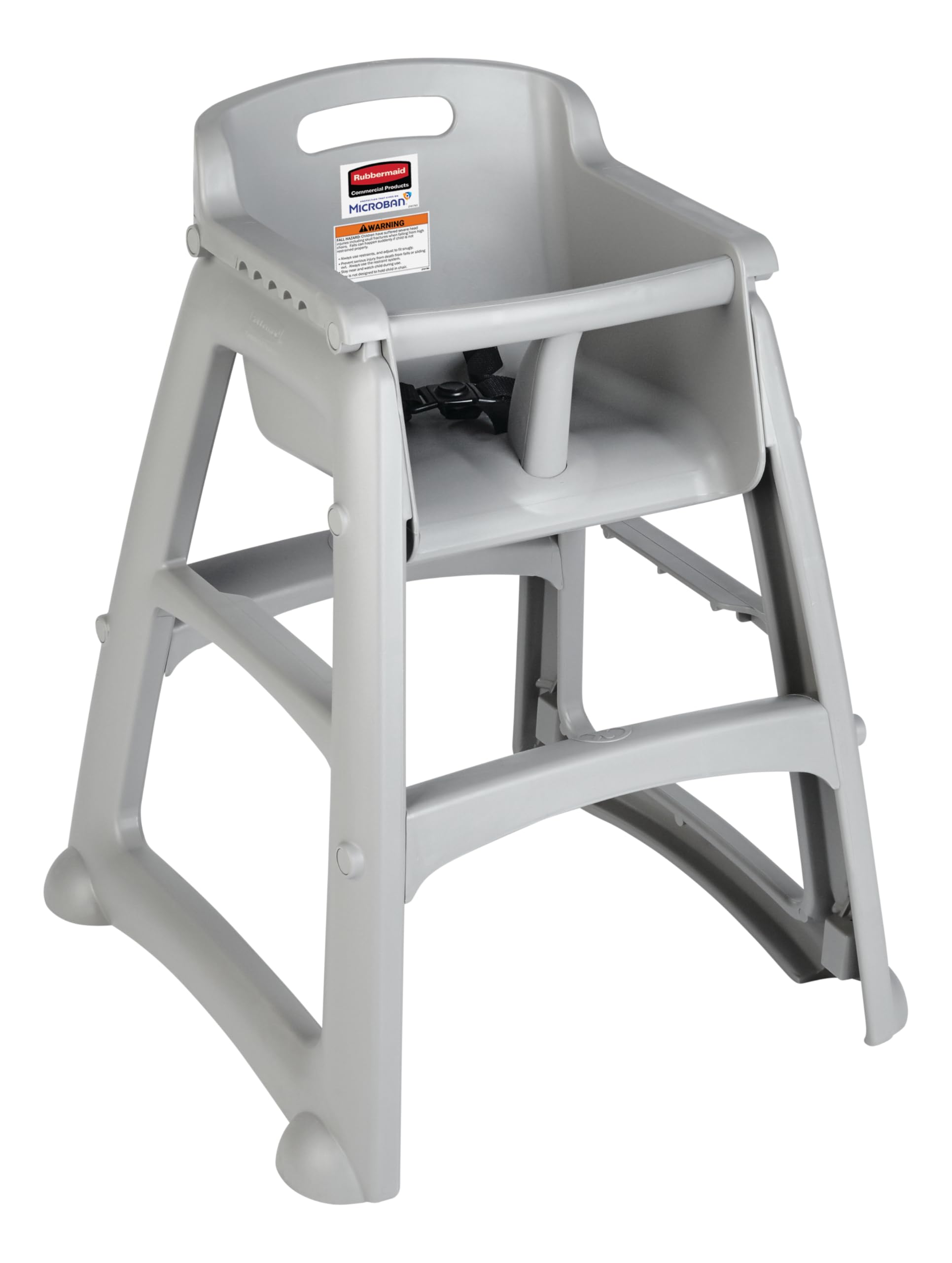 Rubbermaid Commercial Products Sturdy High-Chair, 33lb Capacity, Platinum, Pre-Assembled with Wheels, Stackable, Fits Under Tabl